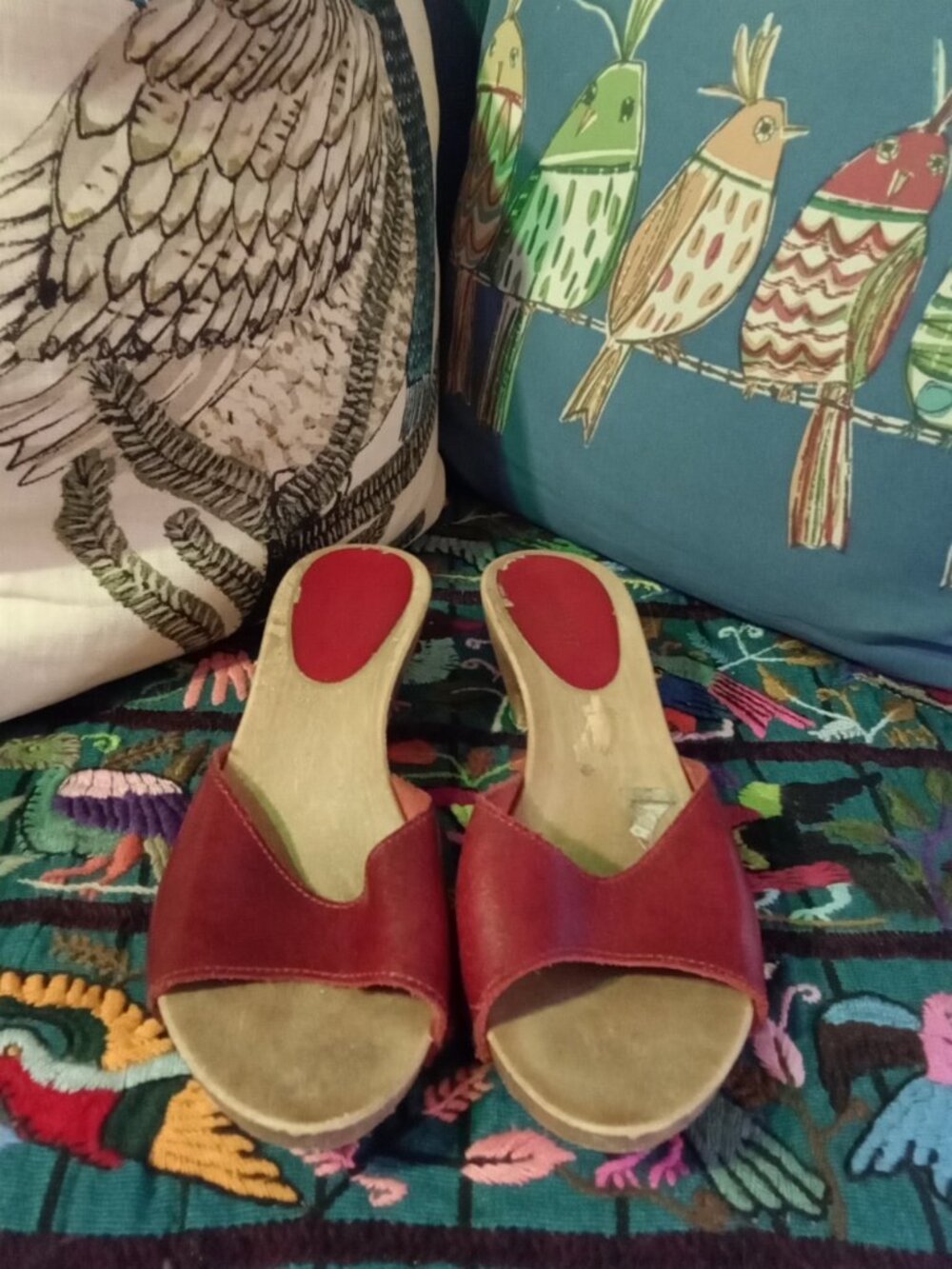 Nine West Sz 8 red Wood Clogs Slip on with low heel - Picture 7 of 7
